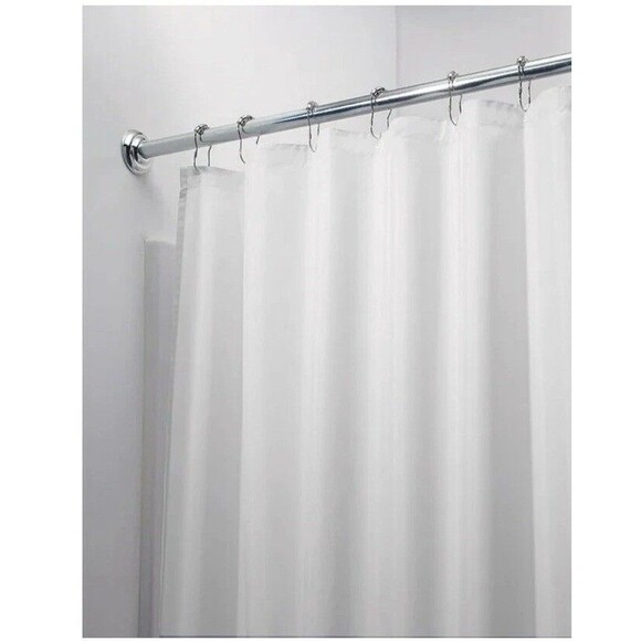 Idesign 78”X 54” White Solid Shower Curtain Polyester Waffle Texture Carlton NEW - Picture 1 of 9